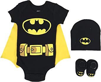 DC Comics Baby Boy's Superman, Wonder Woman, Flash, Batman 3-pc Set in Gift Box Baby Costume