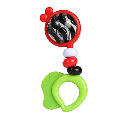Baby Einstein Bright Bold Rattle & Teether High Contrast Rattle & Teether Toy, Newborns and Up