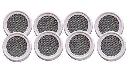 Sprouting Lid for Mason Jars 'The Original Speed Strainer Lid'® (Set of 8 Wide Mouth Lids) for Sprouts, Sprouting, Sifting, & Straining