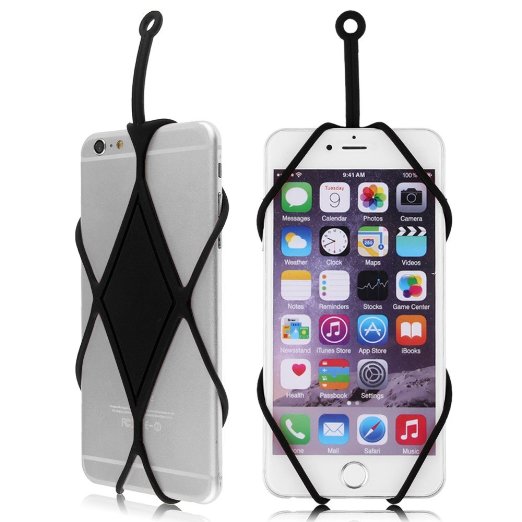 Efanr® Universal Silicone Phone Case Cover Holder Sling Lanyard Necklace Wrist Strap For iPhone 6S 6 Plus 5S Samsung Galaxy S6 Note 5 HTC LG and other Smart Mobile Cell Phones (Black)