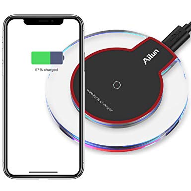 Ailun Wireless Charger,Ultra-Slim&Protable,Slip-Proof Pad,Universal for All Qi-Enabled Devices,Compatible iPhone8/8plus/X/Xs/XR/Xs Max,Galaxy S9/S9 plus,S7/S7Edge,S6/S6 Edge/S6 Active,Note8 9[Crystal]