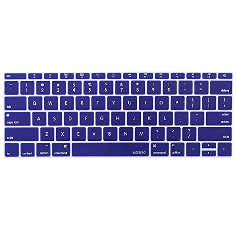 Mosiso Keyboard Cover for MacBook Pro 13 Inch 2017 & 2016 Release A1708 No Touch Bar & New MacBook 12 Inch A1534 Protective Skin, Navy Blue