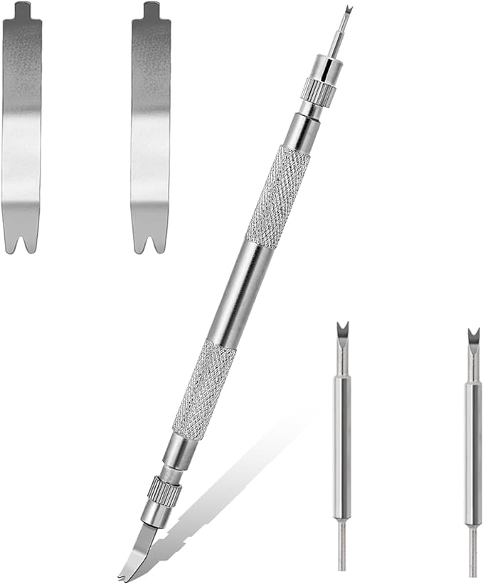 Sliverdew 5 Pcs Watch Spring Bar Tool with Watch Strap Pins Stainless Steel Long Handle Spring Bar for Watch Strap Bands Adjustment Replacing Removal