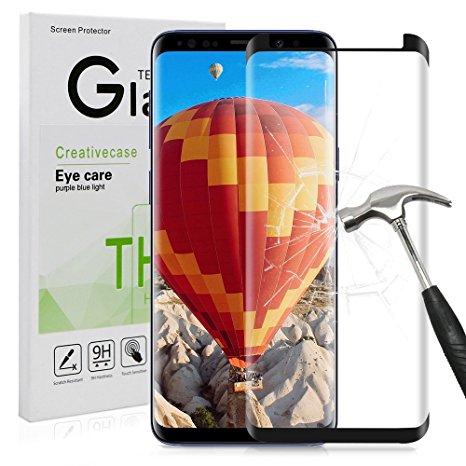 Galaxy S9 Plus Screen Protector,S9 Plus Tempered Glass,Creativecase Bubble-Free Anti-Scratch 3D Curved Screen Protector for S9 Plus (black)