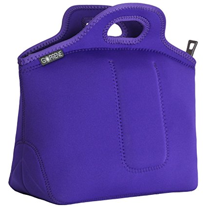 Neoprene Lunch Bag Insulated Lunch Tote With Utensil Pocket | LARGE | Purple | 13 x 14 x 6.5 inches | By GOPRENE