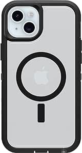 OtterBox iPhone 15 Plus and iPhone 14 Plus Defender Series XT Clear Case - DARK SIDE (Black/Clear), screenless, rugged , snaps to MagSafe, lanyard attachment