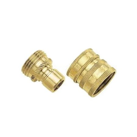 Gilmour 09QCGT 2-Piece Green Thumb Brass Quick Connector Set for Hose