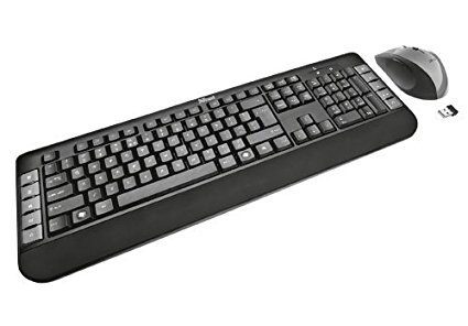 Trust Tecla Wireless Multimedia Keyboard and Mouse for PC, Tablet with UK-Layout - Black