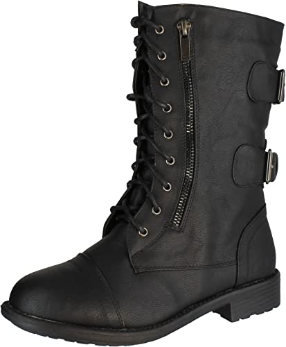 TOP Moda Women’S Pack-72 Military Lace Up Combat Boot