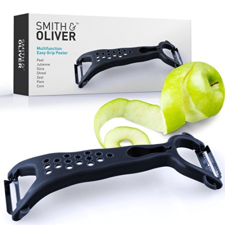 Smith & Oliver® Multifunction Easy Grip Vegetable, Fruit & Potato Peeler, Julienne, Slicer   More, with Dual Ultra Sharp Stainless Steel Swivel Blades!