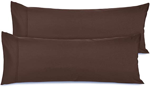 Nestl Bedding Body Pillow Case Set of 2 - Double Brushed Microfiber Hypoallergenic Pillow Covers - 1800 Series Premium Bed Pillow Cases, 20"x54" - Brown