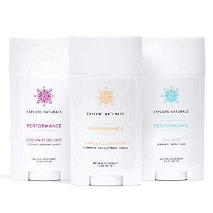 Explore Naturals Performance Deodorant Favorites 3-Pack (Sea Sage, Vanilla Clementine, Coconut Delight) – Aluminum-Free, All-Day Performance - Paraben, Phthalate, Sulfate & Cruelty Free, Made in USA
