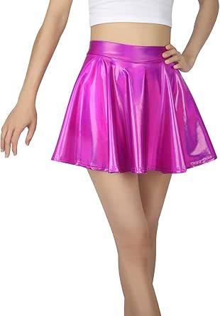 HDE Girl's Metallic Skater Skort Dance Athletic Shiny Holographic Scooter Skirt