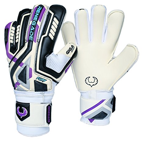 Renegade GK Fury Goalkeeper Gloves With Removable Pro Fingersaves - Sizes 7-11, 3 Styles/Cuts (Hybrid, Roll, Flat), - 30 DAY 100% SATISFACTION GUARANTEE WARRANTY -Unisex, Adult, & Youth Soccer Goalies