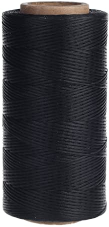 NHSUNRAY Wax Thread Waxed Craft Cord 260 Meter 1mm 150D for DIY Leather Hand Stitching (Black)