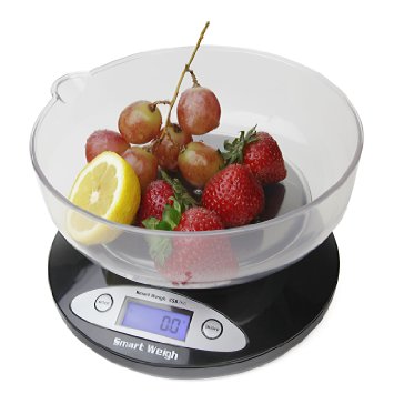 Smart Weigh CSB2KG Digital Multifunction Kitchen and Food Scale 2Kg x 0.1-Gram, Bowl Included