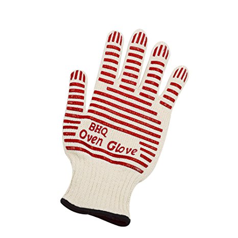 BHQ 1-Pack Cotton Oven Glove,Heat Resistant Surface Handler Charcoal Grill Accessory, Mitt SafeTouch Nitrile Exam Non Latex Smoker Fry Bake, Fireplace Smoking Powder Free for Baking Barbecue, Red