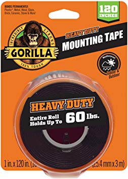 Gorilla Heavy Duty Double Sided Mounting Tape XL, 1" x 120", Black (Pack of 1)