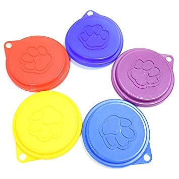 WEFOO Set of 6 Plastic Pet Food Can Lid Covers, Random Color
