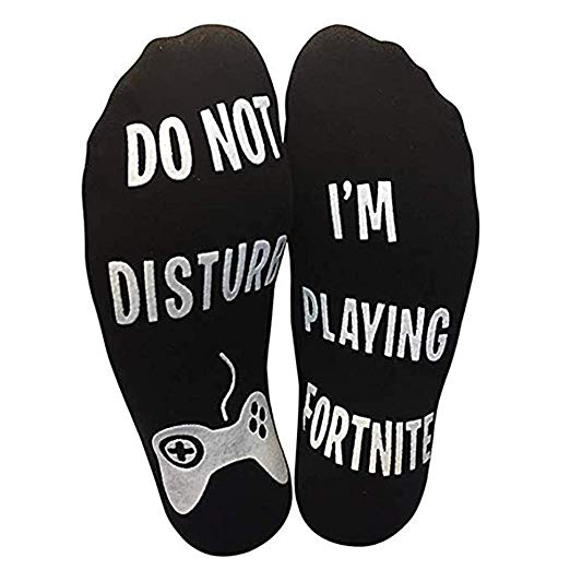 Funny Crew Cotton Socks –"Do Not Disturb, I'm Playing Fortnite", Great Gift for Game Players and Fortnite Lovers