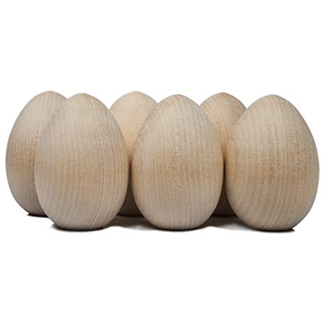Unpainted Wooden Eggs - For Easter, Crafts and more - 2-1/2" x 1-3/4" - Bag of 24 - by Craftparts Direct