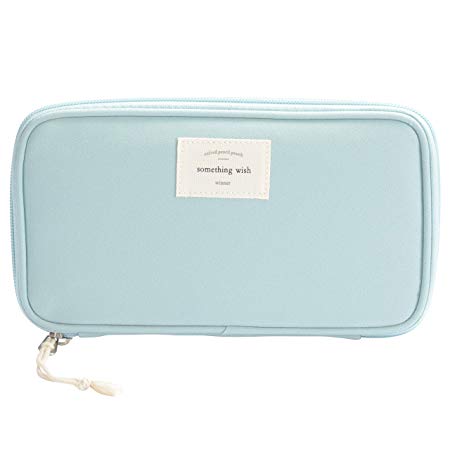 Pencil Case, Large Capacity Waterproof Oxford Pencil Case Stationery Pencil Pouch Bag Case Cosmetic Makeup Bag Passport Organizer Bag(Green)