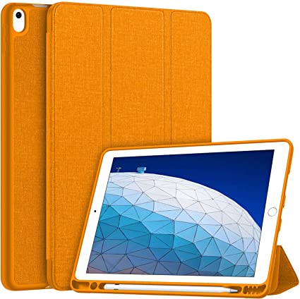 Soke iPad Air 3 Case 2019 with Pencil Holder, Premium Smart Case, Strong Protection, Auto Sleep/Wake, Ultra Slim Soft TPU Back Cover for iPad Air 3rd Generation 2019/iPad Pro 10.5 2017 (Citrus)