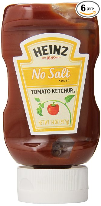 Heinz Tomato Ketchup, No Salt Added, 14 Ounce (Pack of 6)