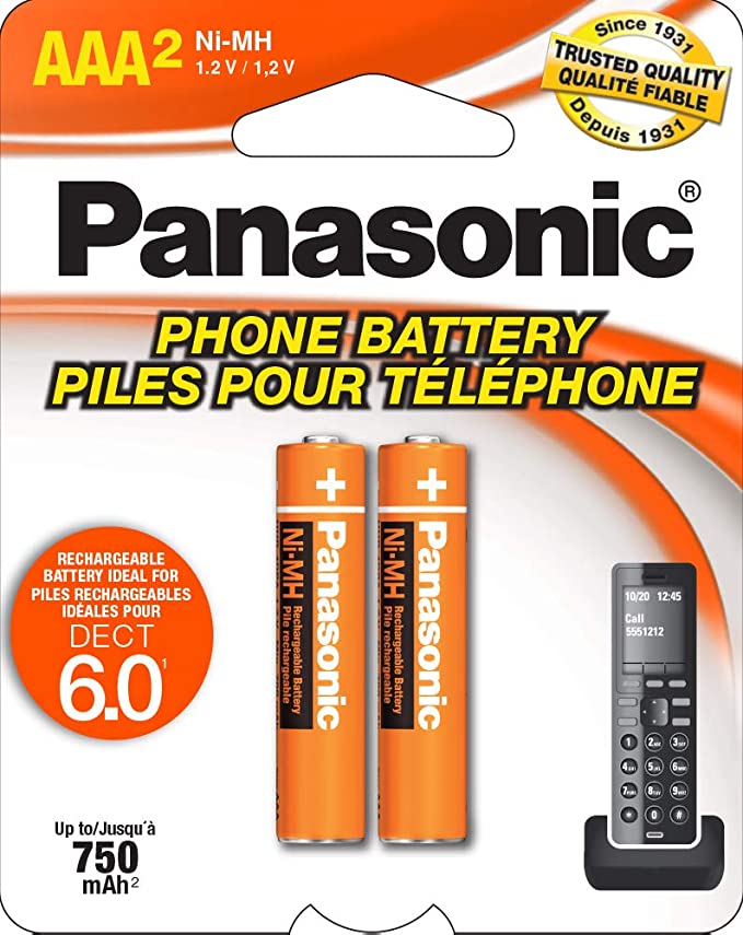 Panasonic Original Ni-MH Rechargeable Battery for the Panasonic KX-TG2511ET - KX-TG2512ET & KX-TG2513ET And Other DECT 6.0 Digital Cordless Phone Set