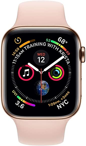 Apple Watch Series 4 (GPS   Cellular, 44MM) - Gold Stainless Steel Case with Pink Sand Sport Band (Renewed)