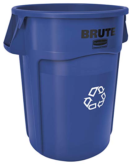 Rubbermaid Commercial Products FG264307BLUE BRUTE Heavy-Duty Round Recycling/Composting Bin, 44-Gallon, Blue Recycling