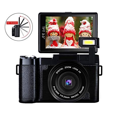 Digital Camera Vlog Camera Full HD 1080p 24.0MP Camcorder Vlogging camera With 3.0 Inch Flip Screen Camera Retractable Flashlight