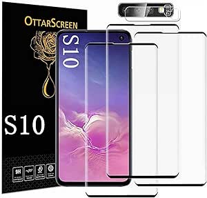 Galaxy S10 Screen Protector, 3 Pack Tempered Glass Screen Protector, 1 Pack Camera Lens Protector, 3D Glass 9H Hardness Tempered Glass Screen Protector for Samsung Galaxy S10【3 1 Pack 】