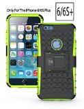 iPhone 6 Plus Case iPhone 66S Plus Armor cases 6 Tough Rugged Shockproof Armorbox Dual Layer Hybrid HardSoft Slim Protective Case 55 inch by Cable and Case - Green Armor Case