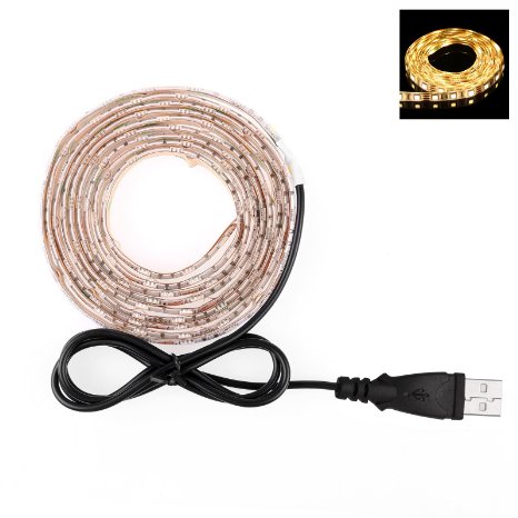 ONEVER Flexible Led Strip Lights with USB Cable for TV Computer Desktop Laptop Background Home Kitchen Decorative Lighting (SMD 5050 200CM, Warm White)