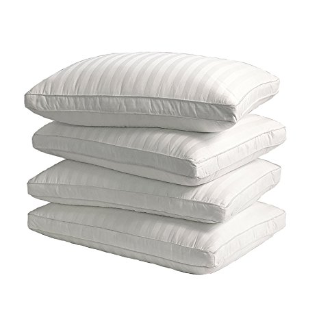 Blue Ridge Home Fashion 350 Thread Count Cotton Damask Optima-Loft Down Alternative Pillow (4 Pack), Jumbo, White