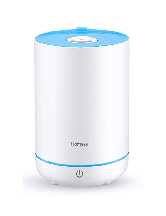 Homasy 3.5L Cool Mist Humidifier, Essential Oil Compatible, Ultra-Quiet Ultrasonic 12-24h Run Time, 360° Rotatable Nozzle, Auto Shut-Off Humidifiers for Bedroom, Office, Blue