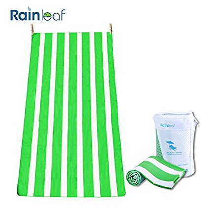 Microfiber Restro Cabana Stripe Towel by Rainleaf.Perfect Beach & Travel Towel. Fast Drying - Antibacterial - Super Absorbent - Ultra Compact.