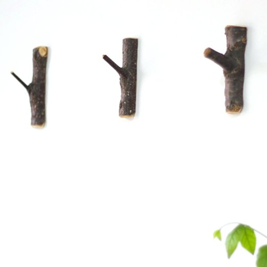 WOOD MEETS COLOR Handmade Wood Adhesive Hooks, Creative Vintage Wall Hook, Door Hooks, Key Holder, Home Storage Hooks, 3 Pieces