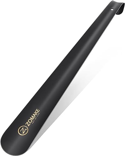 ZOMAKE Metal Shoe Horn 42cm - Long Handled Shoehorn,Extra Long Shoe Horns For Men Women The Elderly (Black)