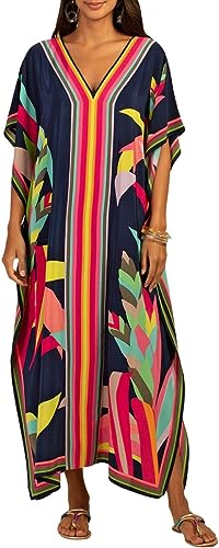 Bsubseach Women Plus Size Kaftan Dress Swimsuit Cover Up Caftan Maxi Beach Dresses