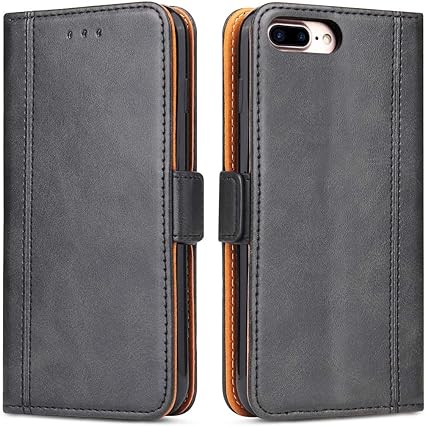 iPhone 7 Plus Case, iPhone 8 Plus Case, Bozon Wallet Case for iPhone 7 Plus/ 8 Plus Flip Folio Leather Cover with Stand/Card Slots and Magnetic Closure (Black)