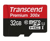 Transcend 32GB MicroSDHC Class10 UHS-1 Memory Card with Adapter 45 MBs TS32GUSDU1E