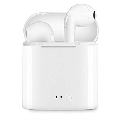 i7s TWS Universal Wireless Bluetooth V5.0 Earbuds, Noise Cancelling Earphones, Sweat-Proof, HD Microphone Truly Wireless Bluetooth Earphones with Charging Box (White)