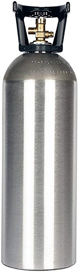 New 20 lb Aluminum CO2 Cylinder with CGA320 Valve, Handle, and Free Leak Stopper