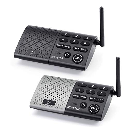 Real-time Two-Way Conversation Portable Wireless Intercom System 1000 feet Long Range DECT.6.0 Paired Intercom System Wireless Intercom System for Home and Office