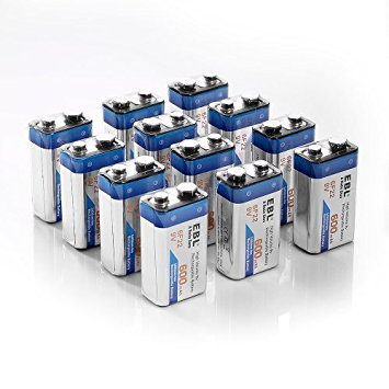 EBL 600mAh 9 Volt Li-ion Rechargeable 9V Batteries Lithium-ion, 12 Pack