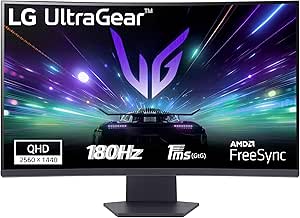 LG 32GS60QC UltraGear Gaming Monitor 32" QHD Curvo HDR 10, 2560x1440, 1ms, AMD FreeSync Premium 180Hz, HDMI 2.0 (HDCP 2.2), Display Port 1.4, AUX, Flicker Safe, Nero