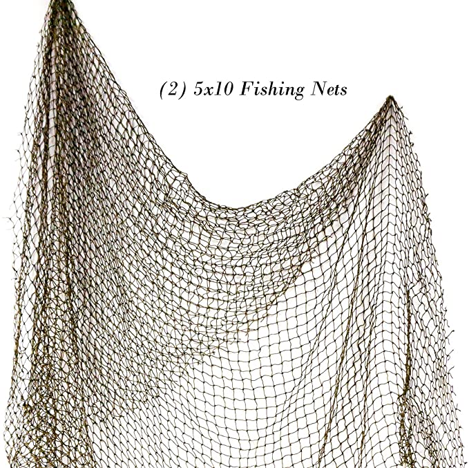 9GreenBox.com Nautical Decorative Fish Net 5' X 10' - Fish Netting - (2Pack)