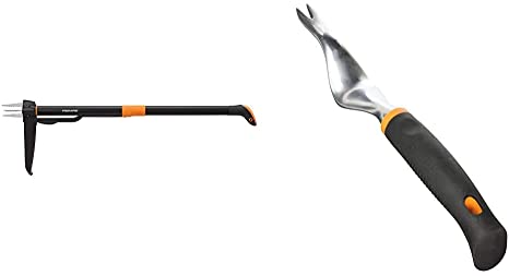 Fiskars 4-Claw Weeder 39 Inch, Black/Orange (339950-1001) Softouch Hand Weeder, 70606935J